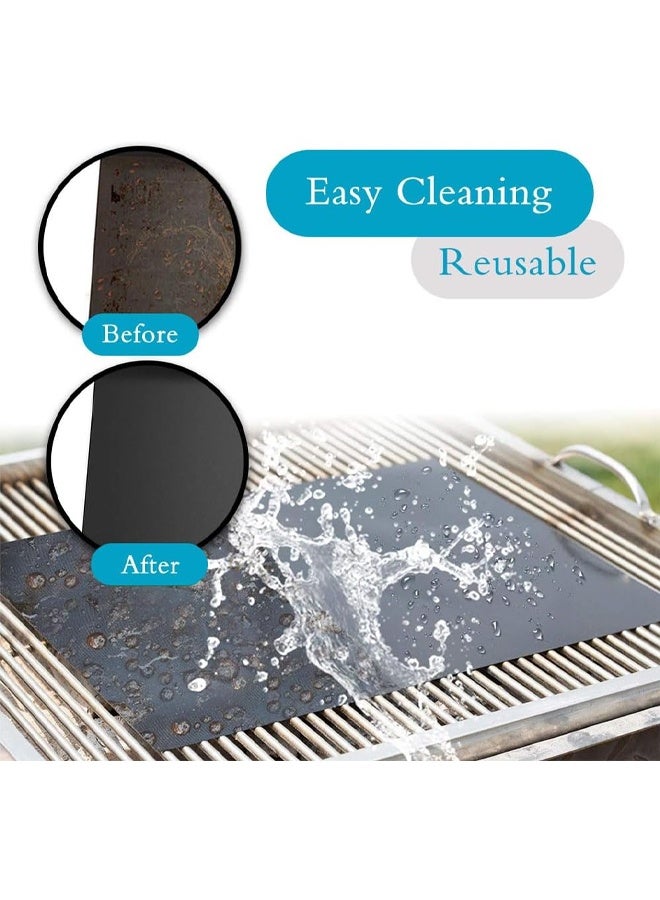 DUNISO 5 Pcs Grill Mat, 100% Non-Stick BBQ Grill Mats Baking Mats, PFOA Free, Heavy Duty, Resuable and Easy to Clean, Works on Gas Charcoal and Electric BBQ,24x34cm,Black  - Image 3