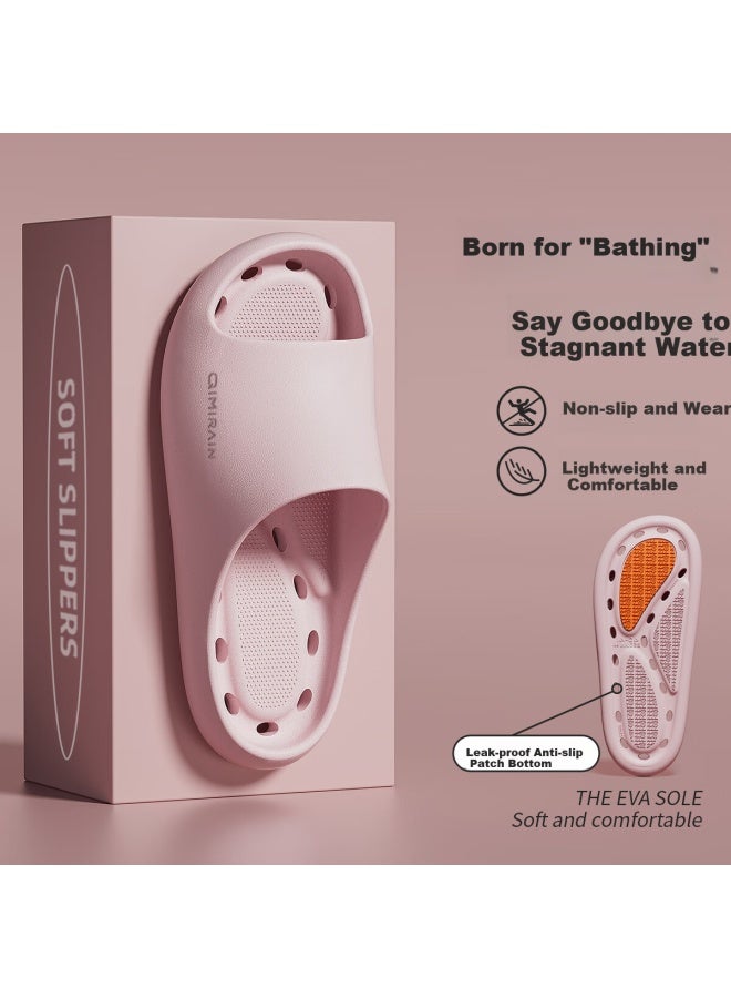 YUZHAOLIN Yuzhaolin Anti-slip Slippers For Men And Women Indoor Bathroom Shower Anti-slip Quick-drying Slippers Yr312 Pink Leather Size 40/41  - Image 1