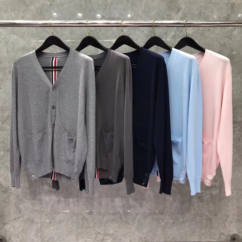 TB Tom autumn and winter New V-neck clean color webbing cardigan sweater men's and women's casual comfortable loose cardigan - Image 2