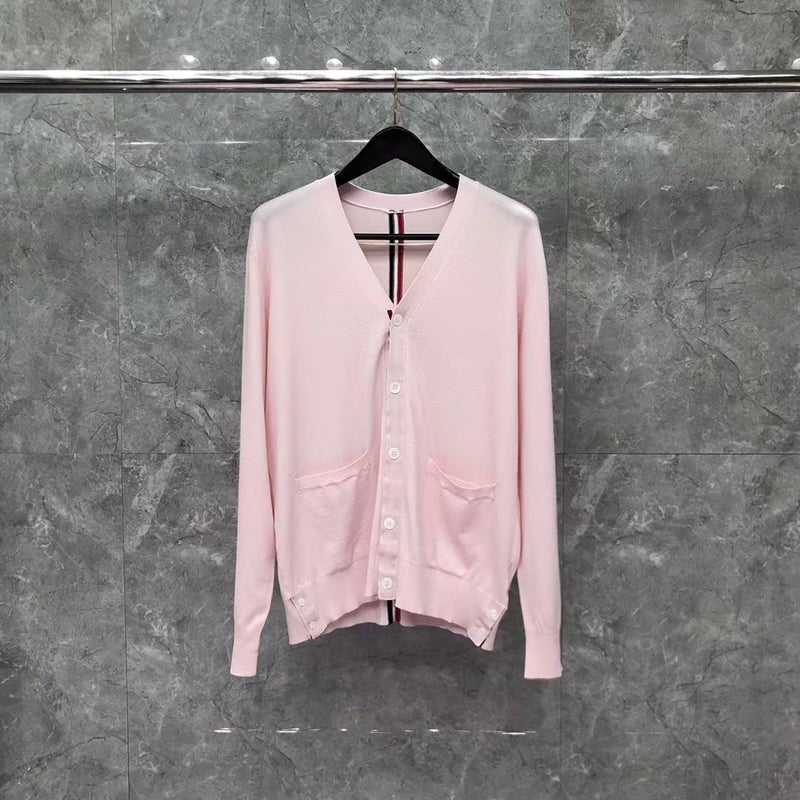 TB Tom autumn and winter New V-neck clean color webbing cardigan sweater men's and women's casual comfortable loose cardigan - Image 1