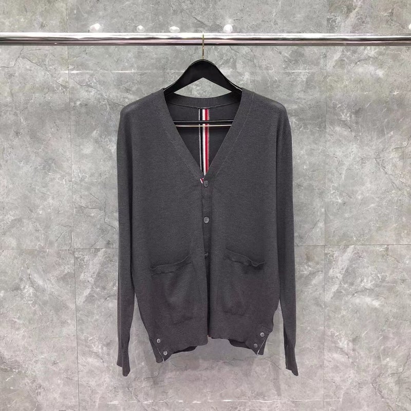 TB Tom autumn and winter New V-neck clean color webbing cardigan sweater men's and women's casual comfortable loose cardigan - Image 4
