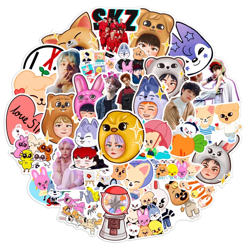 Cannity 50pcs Stray Kids Stickres for Kids Teens Korean Singer for Water Bottles Laptop Luggage Waterproof Vinyl Decals Reward Stickers (Black) - Image 2