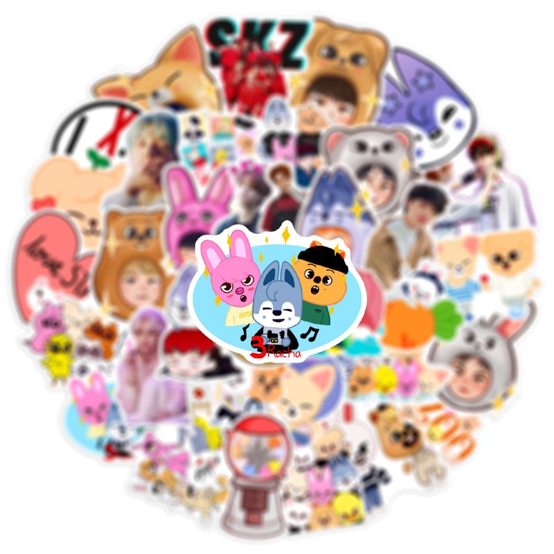 Cannity 50pcs Stray Kids Stickres for Kids Teens Korean Singer for Water Bottles Laptop Luggage Waterproof Vinyl Decals Reward Stickers (Black) - Image 5