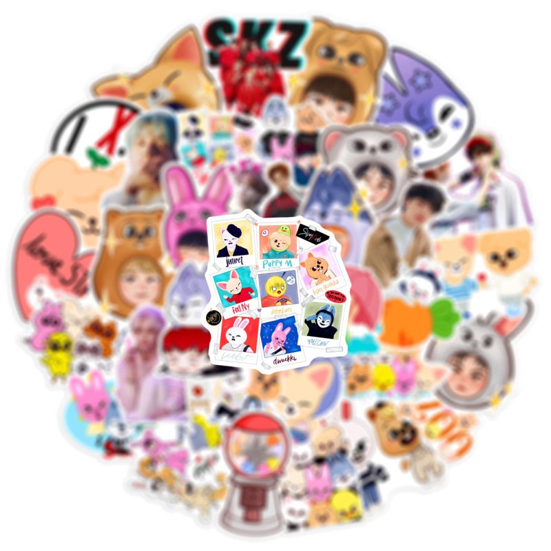 Cannity 50pcs Stray Kids Stickres for Kids Teens Korean Singer for Water Bottles Laptop Luggage Waterproof Vinyl Decals Reward Stickers (Black) - Image 3