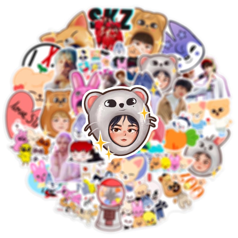 Cannity 50pcs Stray Kids Stickres for Kids Teens Korean Singer for Water Bottles Laptop Luggage Waterproof Vinyl Decals Reward Stickers (Black) - Image 4