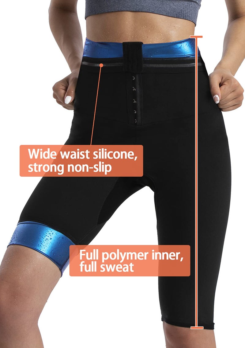 QZSH Sauna Pants Women Sweat Capris Slimming Leggings,Mesh Crotch,High Waist Workout Body Shaper Suits (TBH70031-01-S) - Image 4
