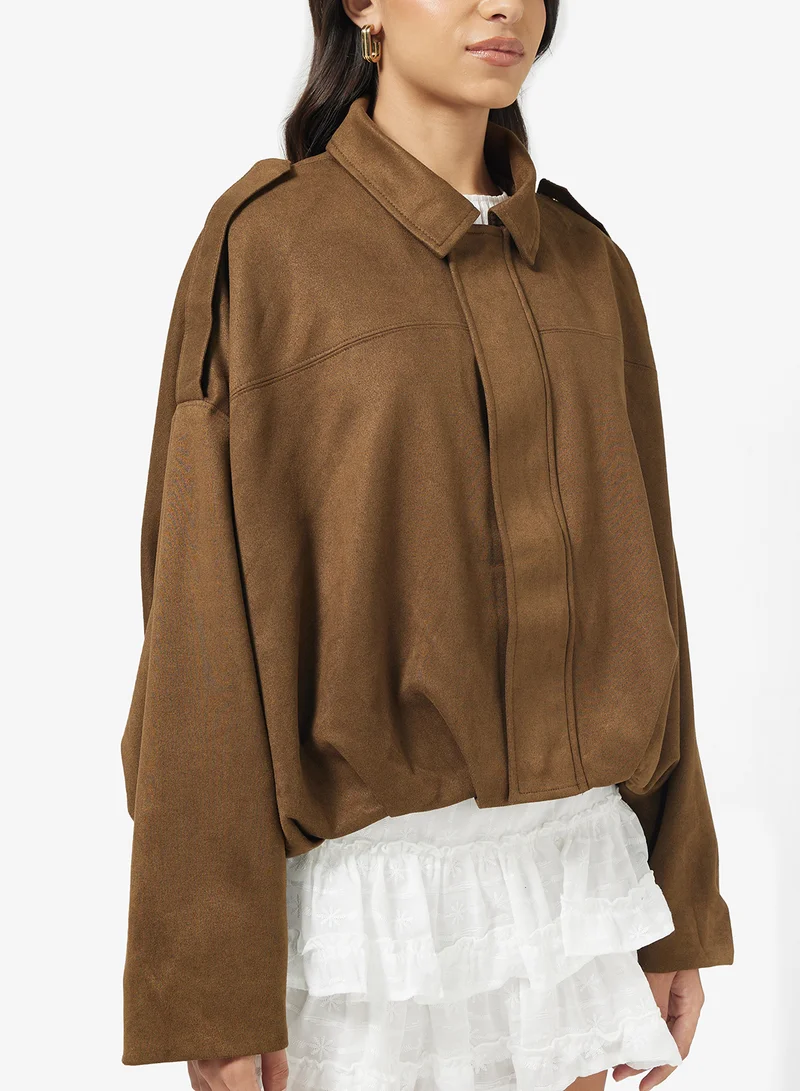 Ginger Suede Zip Up Jacket