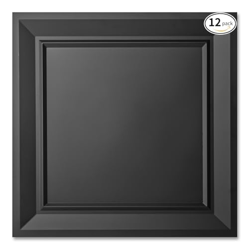 Art3dwallpanels 24 x 24 Drop Ceiling Tiles, 12 Pack Drop in System High Grade PVC Wall Panels, Fire Rated, Waterproof, Light Weight, Prevent Breakage, Cover 48 Sq.Ft, Black - Image 1
