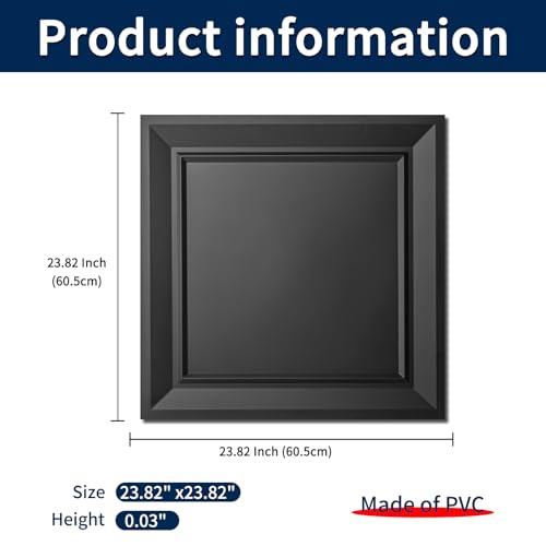 Art3dwallpanels 24 x 24 Drop Ceiling Tiles, 12 Pack Drop in System High Grade PVC Wall Panels, Fire Rated, Waterproof, Light Weight, Prevent Breakage, Cover 48 Sq.Ft, Black - Image 2