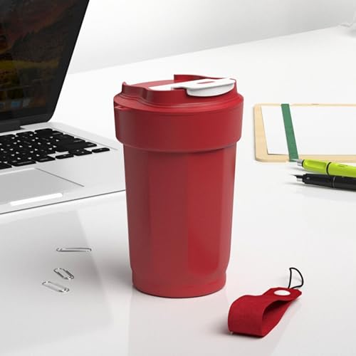 Castleite BrewCruise Travel Coffee Mug 6 & 8 Hours Hot & Cold 450ML Vacuum Insulated Stainless Steel Double Walled Sipper with Spill-Proof Flip Lid Design - Vogue Portable Companion (Towny Red) - Image 1