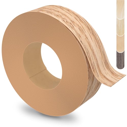 ZYJT Red Oak Edge Banding, 1 1/2 inch x 25ft Plywood Veneer Wood Edge Banding, Preglued Wood Tape Banding for Cabinet Repair - Image 1