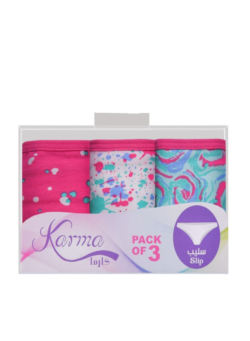 Karma Pack of 3 Printed Cotton Bikini Panties Underwear for Women  - Image 4