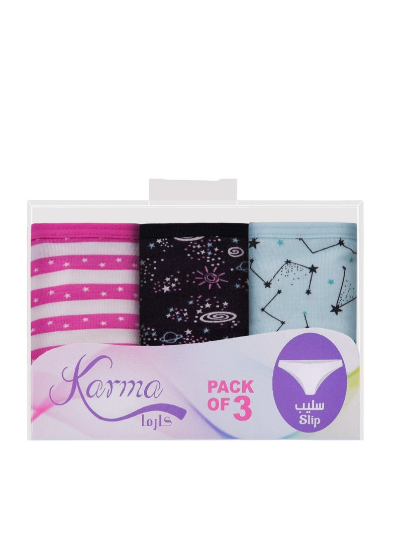 Karma Pack of 3 Printed Cotton Bikini Panties Underwear for Women  - Image 3