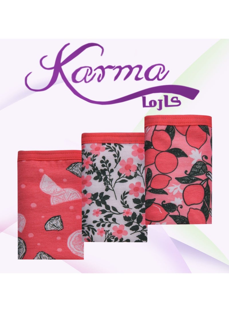 Karma Pack of 3 Printed Cotton Bikini Panties Underwear for Women  - Image 5