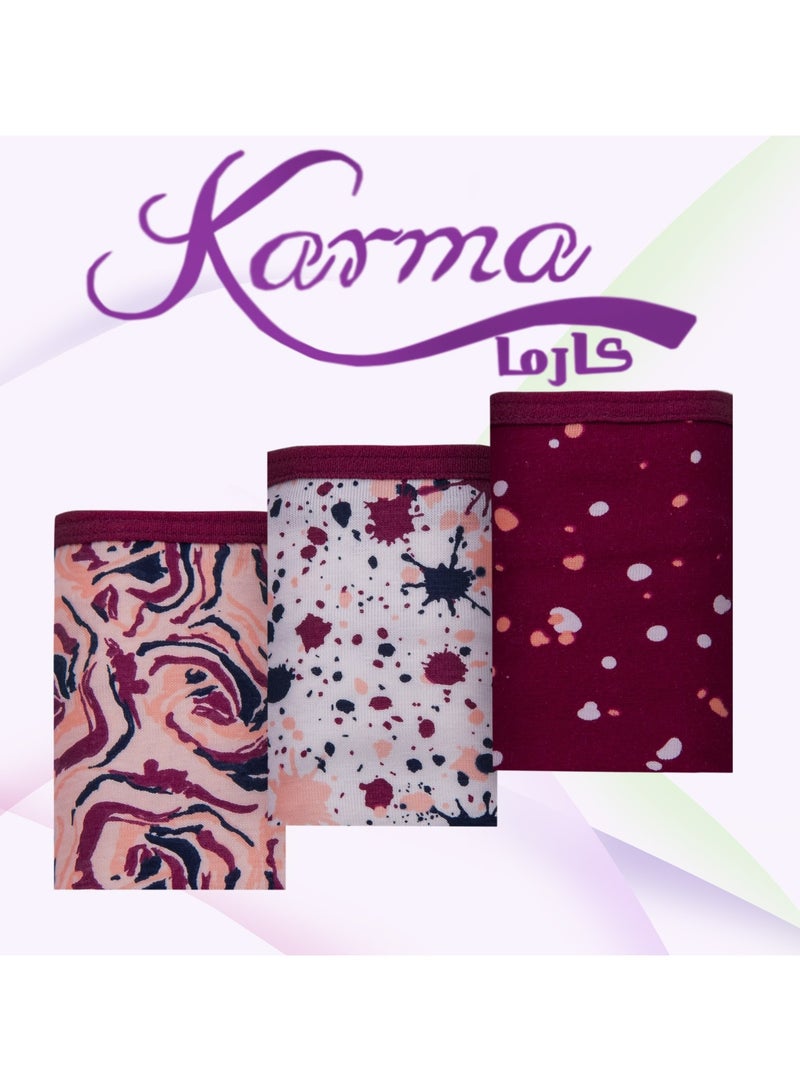 Pack of 3 Printed Cotton Bikini Panties Underwear for Women