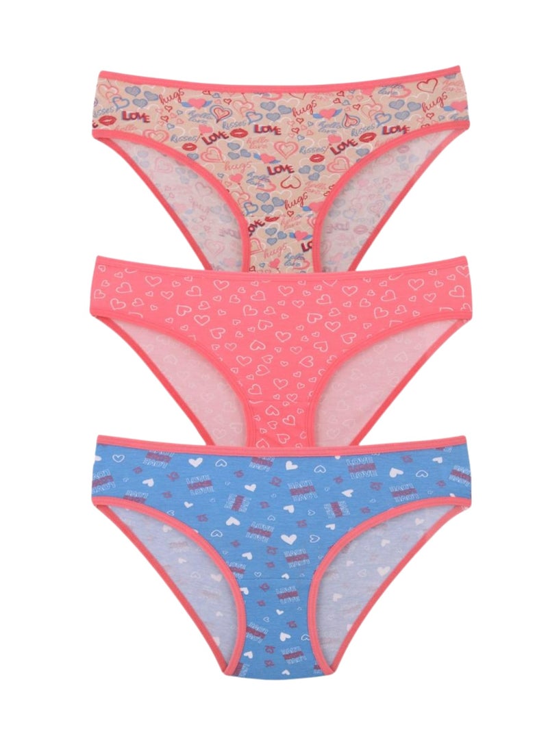 Karma Pack of 3 Printed Cotton Bikini Panties Underwear for Women - Image 1