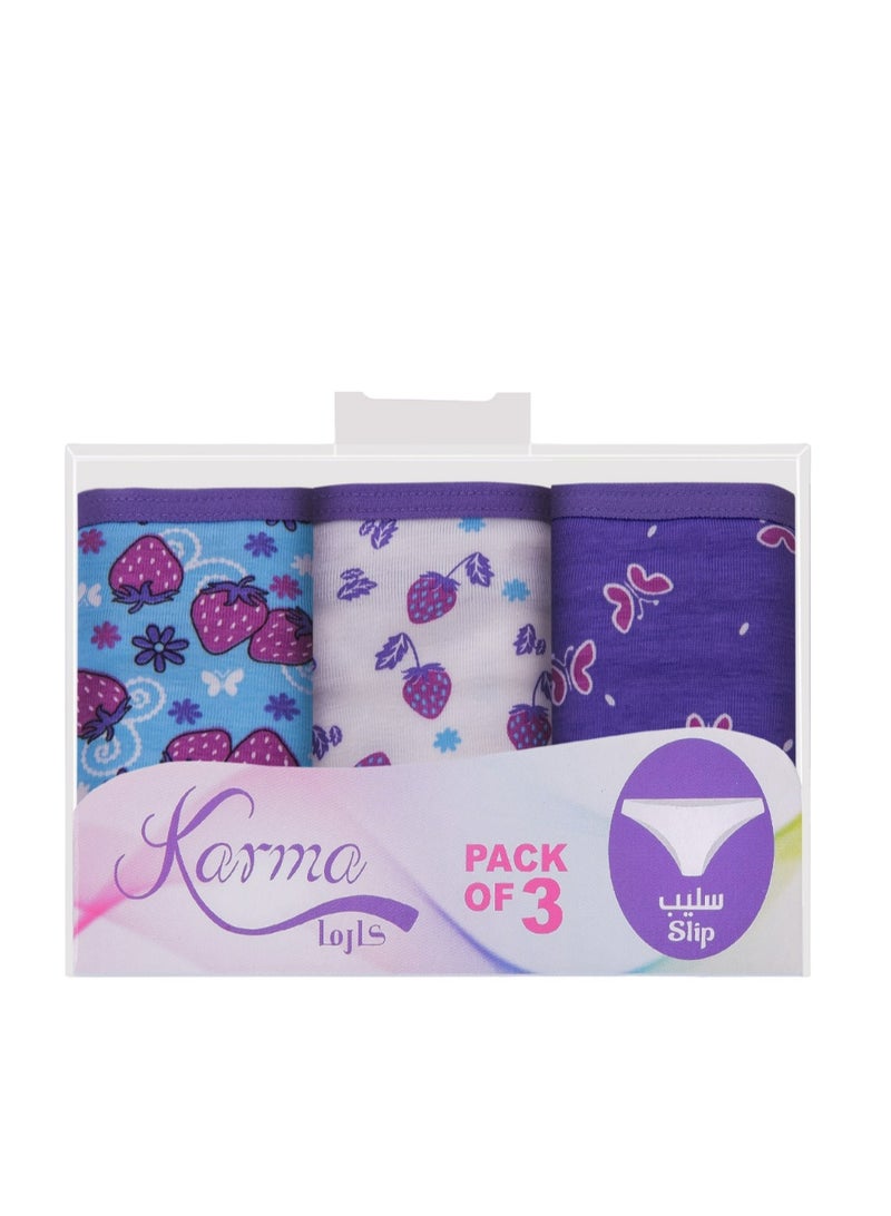 Karma Pack of 3 Printed Cotton Bikini Panties Underwear for Women - Image 3