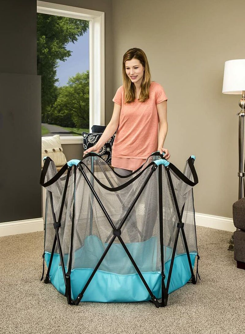 HOCC Baby Kids Playpen for Babies | Baby Playards with Zipper Lock & Corner Protection | Infant Indoor And Outdoor Kids Activity Center | Foldable Baby Play Area Indoor Setup Baby Playpen Fence with Hexagon shape for Extra Space | Outdoor Play Pen for Baby up to 5 Years Black - Image 4