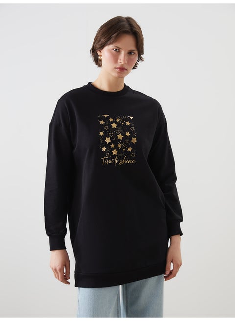 Printed Oversize Women's Sweatshirt Tunic