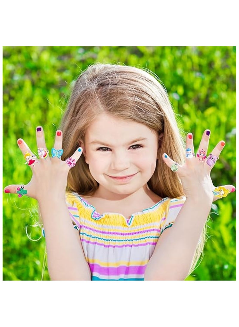 SARAOONT 24 Piece Adjustable Little Girls Jewel Rings for Dress Up and Pretend Play Ages 3 to 10 Perfect for Birthdays and Parties  - Image 3
