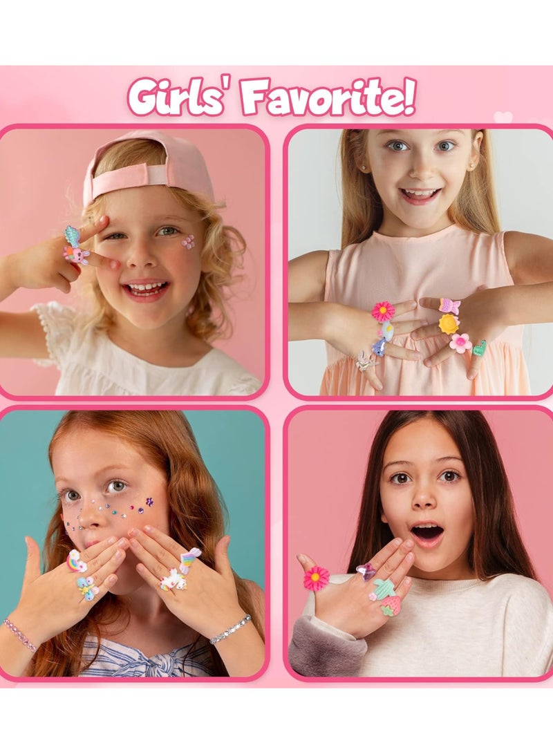 SARAOONT 24 Piece Adjustable Little Girls Jewel Rings for Dress Up and Pretend Play Ages 3 to 10 Perfect for Birthdays and Parties  - Image 4