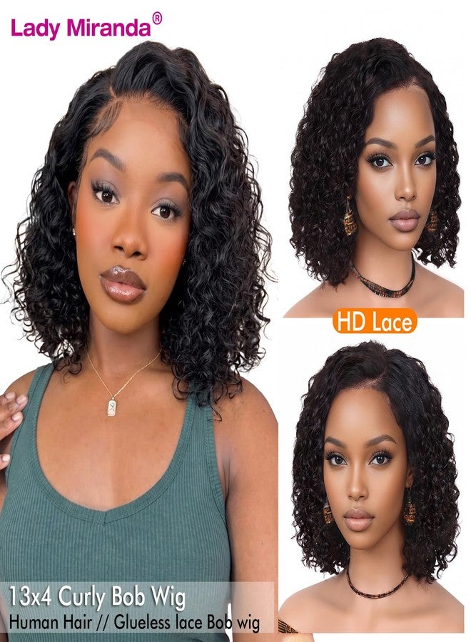 Lady Miranda Curly Human Hair Wigs 13x4 Lace Front Wigs Short Curly Wig for Black Women Wear and Go Human Hair Pre Plucked Pre Cut Short Bob Wig for Black Women - Image 2