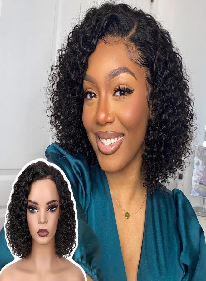 Lady Miranda Curly Human Hair Wigs 13x4 Lace Front Wigs Short Curly Wig for Black Women Wear and Go Human Hair Pre Plucked Pre Cut Short Bob Wig for Black Women - Image 1