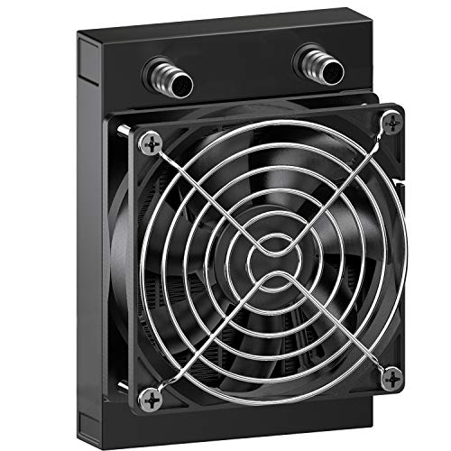 Clyxgs Water Cooling Radiator, 8 Pipe Aluminum Heat Exchanger Radiator with Fan for PC CPU Computer Water Cool System DC12V 80mm Black - Image 1