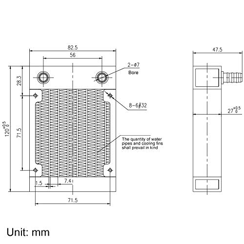 Clyxgs Water Cooling Radiator, 8 Pipe Aluminum Heat Exchanger Radiator with Fan for PC CPU Computer Water Cool System DC12V 80mm Black - Image 3