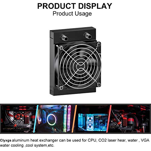 Clyxgs Water Cooling Radiator, 8 Pipe Aluminum Heat Exchanger Radiator with Fan for PC CPU Computer Water Cool System DC12V 80mm Black - Image 4