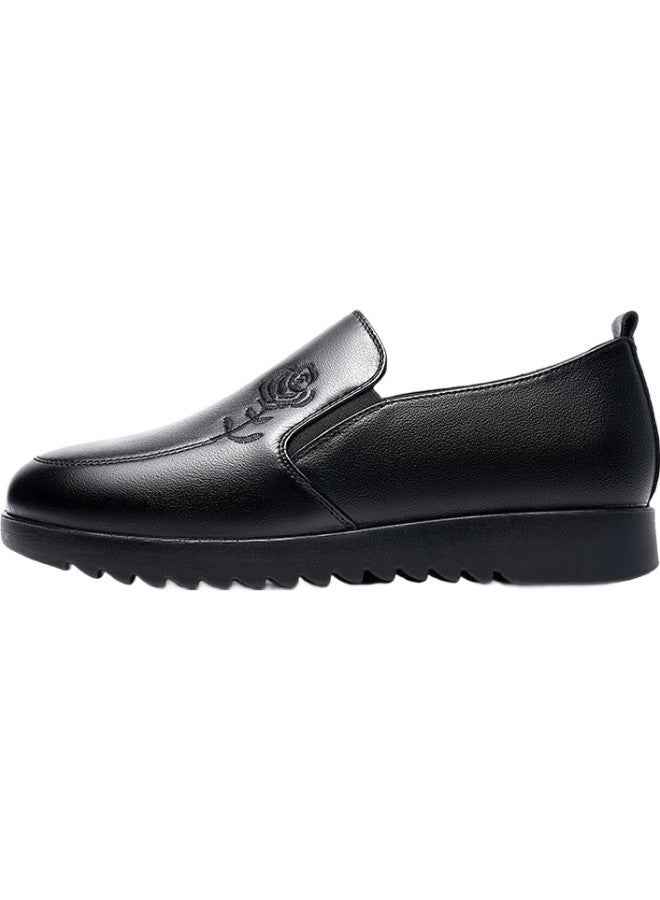 LAORENTOU Women'S Breathable Round Toe Loafers In Top Layer Cowhide For Middle-Aged Mothers For Commuting 220215N Black Size 38 - Image 2