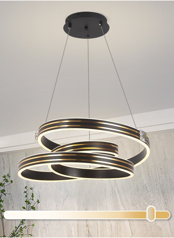YATAI LIGHTING ثريا ياتاي الحديثة ذات الإضاءة الخافتة، إضاءة ثريا LED سوداء، ثريا ذات إضاءة خافتة بثلاثة ألوان وارتفاع قابل للتعديل لغرفة الطعام وغرفة المعيشة وغرفة النوم، 3000-6000 كلفن، 128 وات  - Image 1