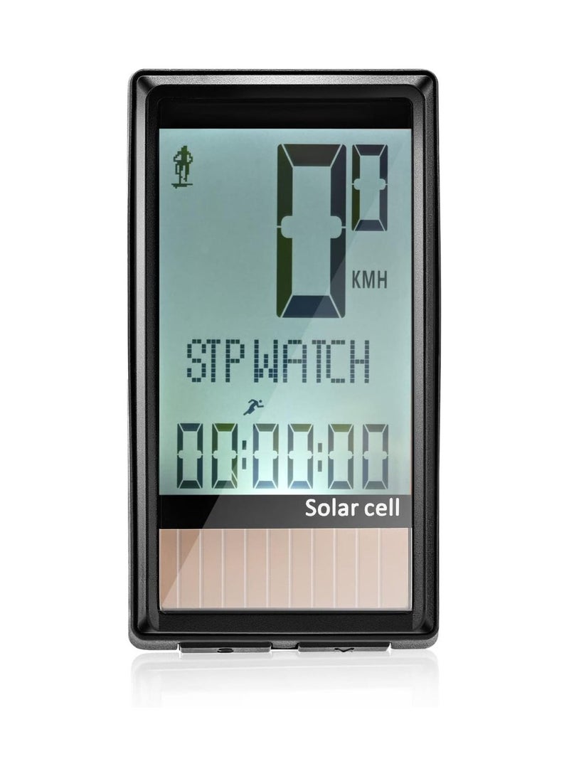 شو وو Bike Computer, Wireless Solar Energy Bicycle Speedometer, Waterproof Cycling Computer Odometer, Multifunctional Speedomete,r for Biking Accessories, Speedometer - Image 1