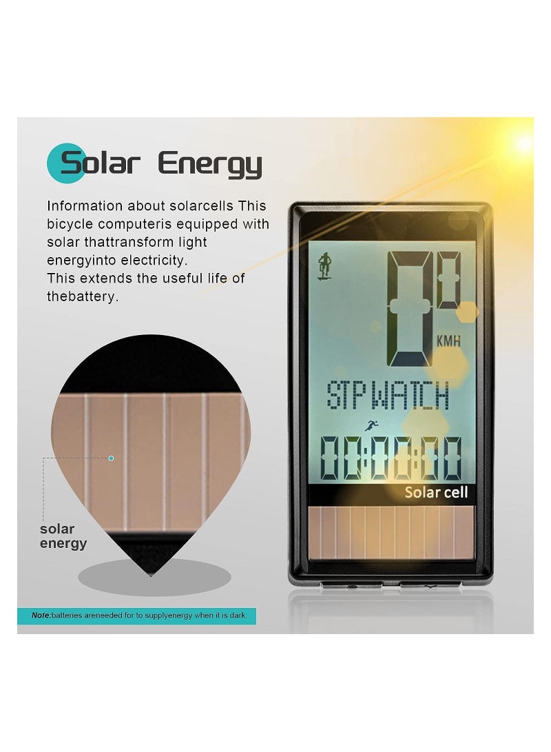 شو وو Bike Computer, Wireless Solar Energy Bicycle Speedometer, Waterproof Cycling Computer Odometer, Multifunctional Speedomete,r for Biking Accessories, Speedometer - Image 5