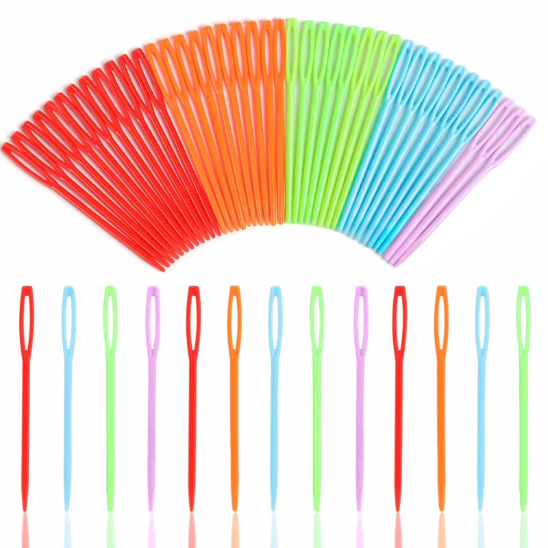 LoveInUSA 100PCS Yarn Needles for Kids Beginners 27inch Large Eye Plastic Knitting Sewing Needles for Crochet Weaving Tapestry Christmas Craft Gifts DIY Sewing Handmade Crafts