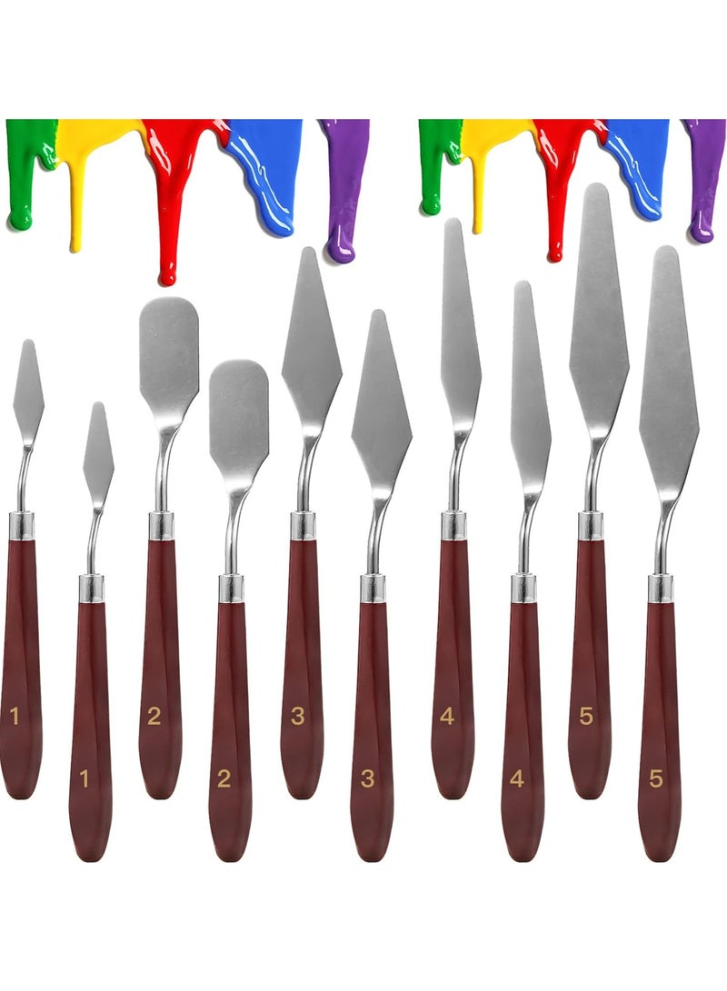 10 PCS Stainless Steel Palette Knife Set, Flexible Spatula Painting Knives for Oil,  Texture Paste Application, Color Mixing. - Image 1
