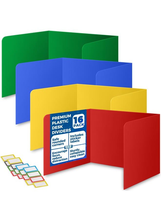 Storage Standard 16-Pack Desk Dividers for Students - Durable & Waterproof Plastic Study Carrel Divider, Classroom Folders Teacher Supplies, Easy-to-Clean Plastic Privacy Shield Boards for Student Desks - Image 1