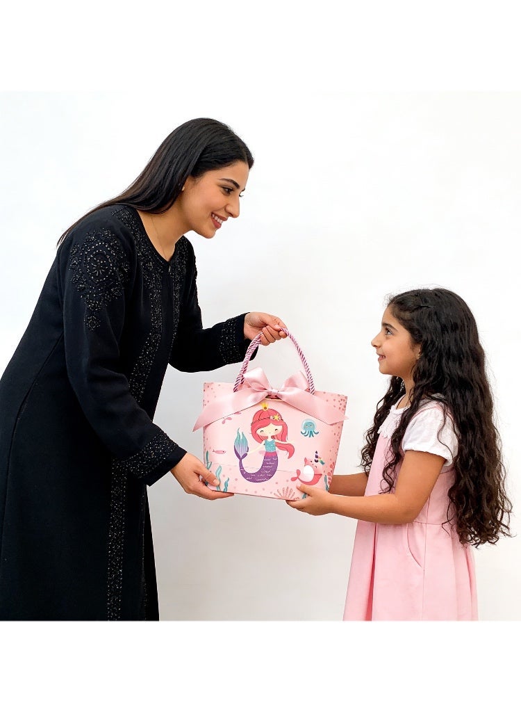 مجموعة من 6 قطع من أكياس هدايا الحفلات الاحتفالية للأطفال، أكياس هدايا عيد ميلاد على شكل حورية البحر، أكياس للوجبات الخفيفة والحلويات، أبعاد 19 × 20 × 9 سم - Image 2