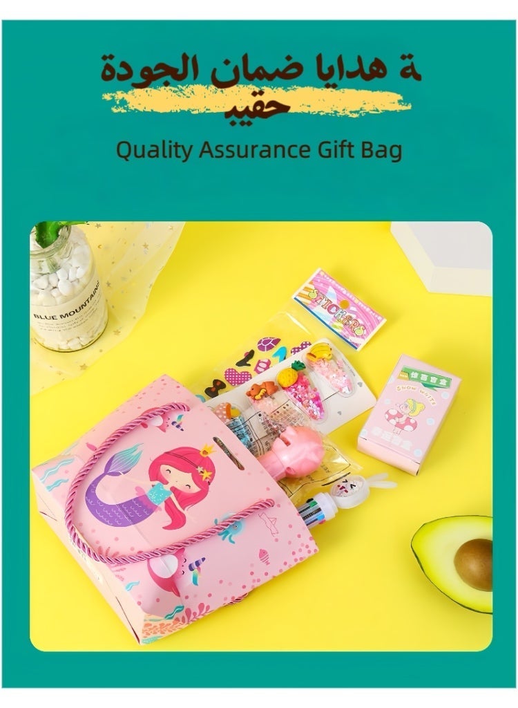 مجموعة من 6 قطع من أكياس هدايا الحفلات الاحتفالية للأطفال، أكياس هدايا عيد ميلاد على شكل حورية البحر، أكياس للوجبات الخفيفة والحلويات، أبعاد 19 × 20 × 9 سم - Image 4