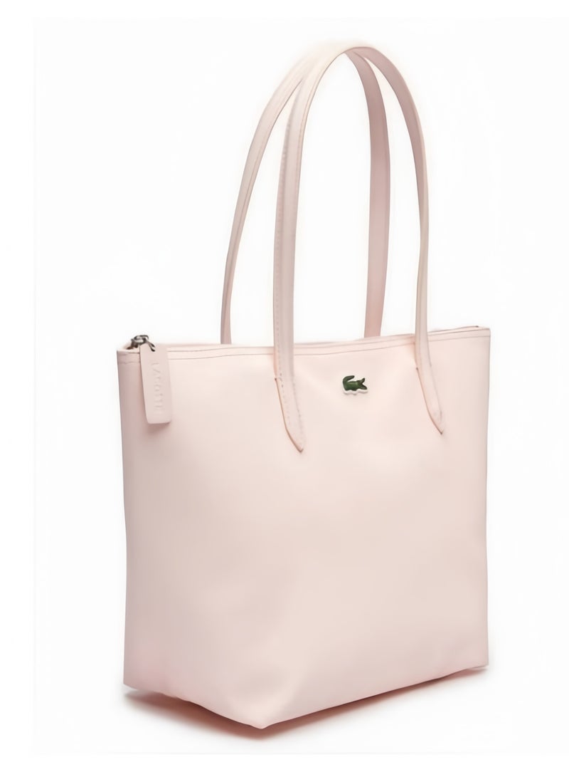 لاكوست حقيبة لاغوست النسائية L12.12 بحجم كبير مع سحاب، متعددة الاستخدامات، شنطة كتف فردية، حقيبة توت متوسطة اللون وردي. - Image 4