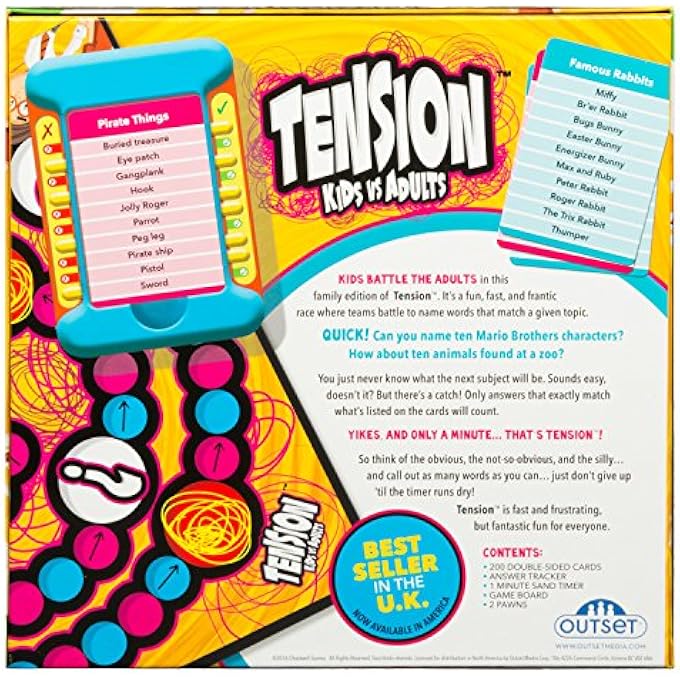 آوتسيت لعبة لوحية Tension Family Edition لعبة تخمين سريعة الخطى من الموضوعات والفئات ميزات إصدار الأطفال مقابل الكبار 200 بطاقة من سن 7 - Image 3