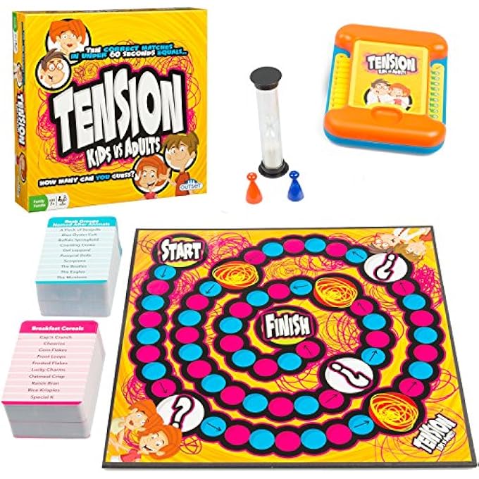 آوتسيت لعبة لوحية Tension Family Edition لعبة تخمين سريعة الخطى من الموضوعات والفئات ميزات إصدار الأطفال مقابل الكبار 200 بطاقة من سن 7 - Image 1
