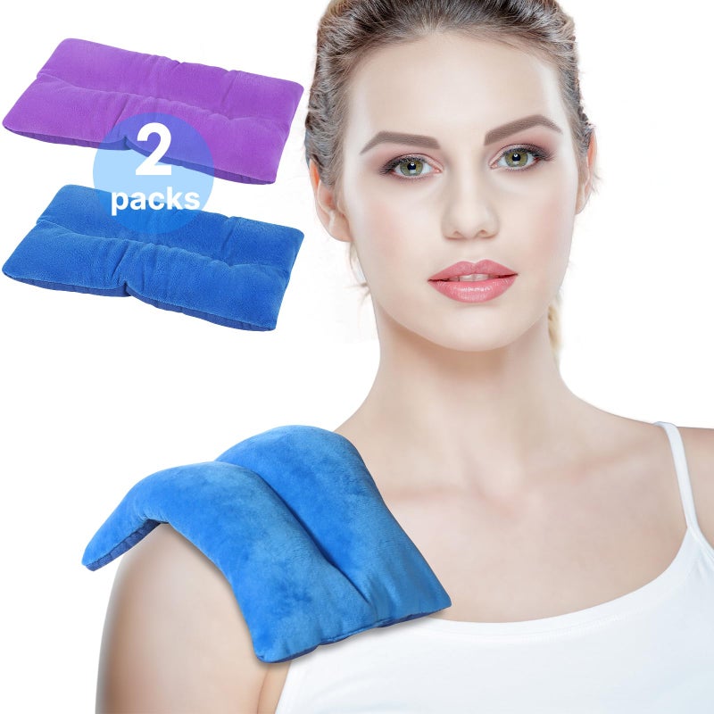 Atsuwell Microwave Heating Pad for Neck Shoulder, Heating Pad Microwavable for Warm Compress, Unscented Microwavable Heat Pad for Cramps, Moist Heat Pack for Soothing Stress, 2 Packs - Image 1