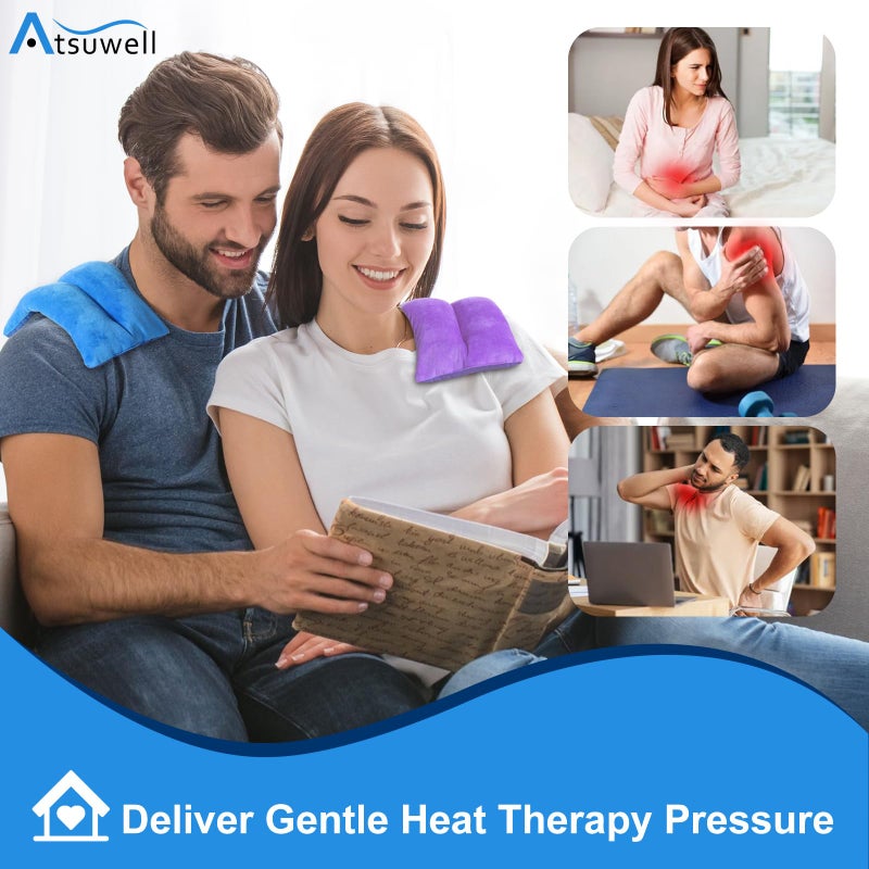 Atsuwell Microwave Heating Pad for Neck Shoulder, Heating Pad Microwavable for Warm Compress, Unscented Microwavable Heat Pad for Cramps, Moist Heat Pack for Soothing Stress, 2 Packs - Image 2