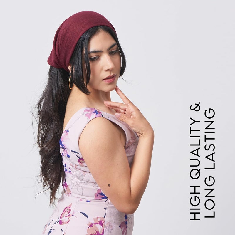 CHARM Womens Linen Head Band Mens Bandana Natural Elastic Hairband Sports Fashion Wrap Black - Image 3