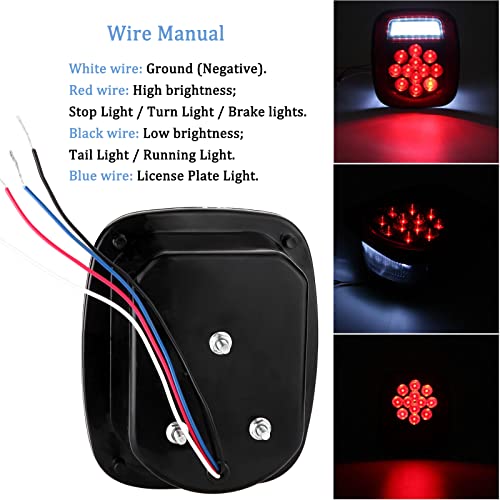 VINAUO RV Tail Lights, 39 LED Light Kit for Jeep CJ YJ JK Truck Trailer Boat, 12V Red/White Stop Turn LED Kit (Pack of 2) - Image 3