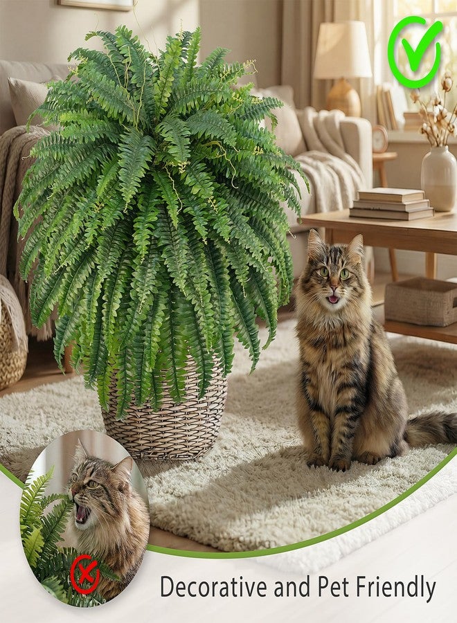 FOREST PRINCE 50" Artificial Boston Ferns, Fake Bush Plants, Large Faux Ferns with 96 Fronds for Outdoors Home Decor - Image 5