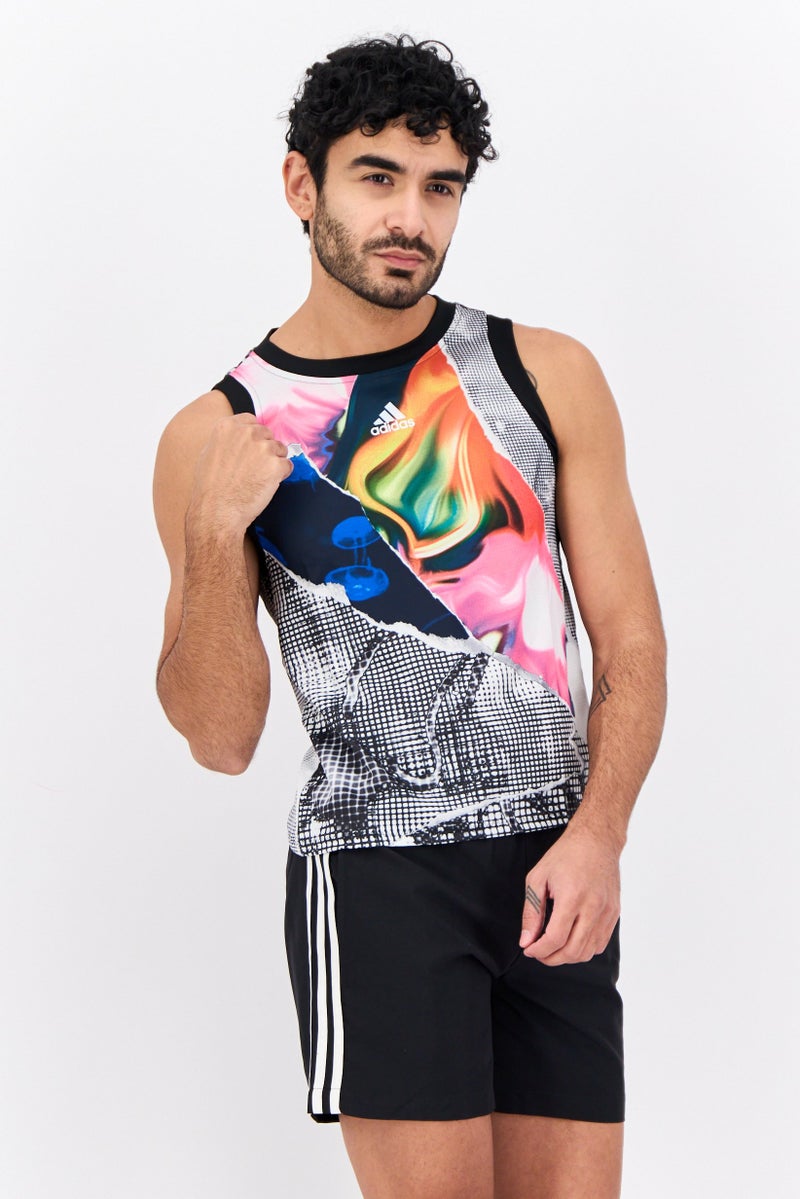 Adidas Men Sportswear Fit Sleeveless Training Vest, Multicolor  - Image 1