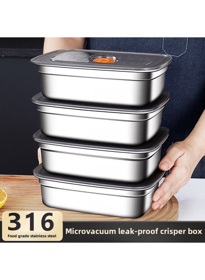 Extra Large Fresh-keeping Box Stainless Steel Household Refrigerated Freezing Fresh-keeping Micro-gland Cover Sealed Storage Fruit Lunch Box Rice-Specifications:【3200ml】with Sealing Micro-pressure Cap  - Image 3