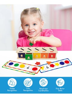 Coogam Coogam Montessori Toys Wooden Color Shape Sorting Box Game Geometric Matching Blocks Early Learning Educational Toy Gift for 3 4 5 Year-Old Baby Toddlers  - Image 3